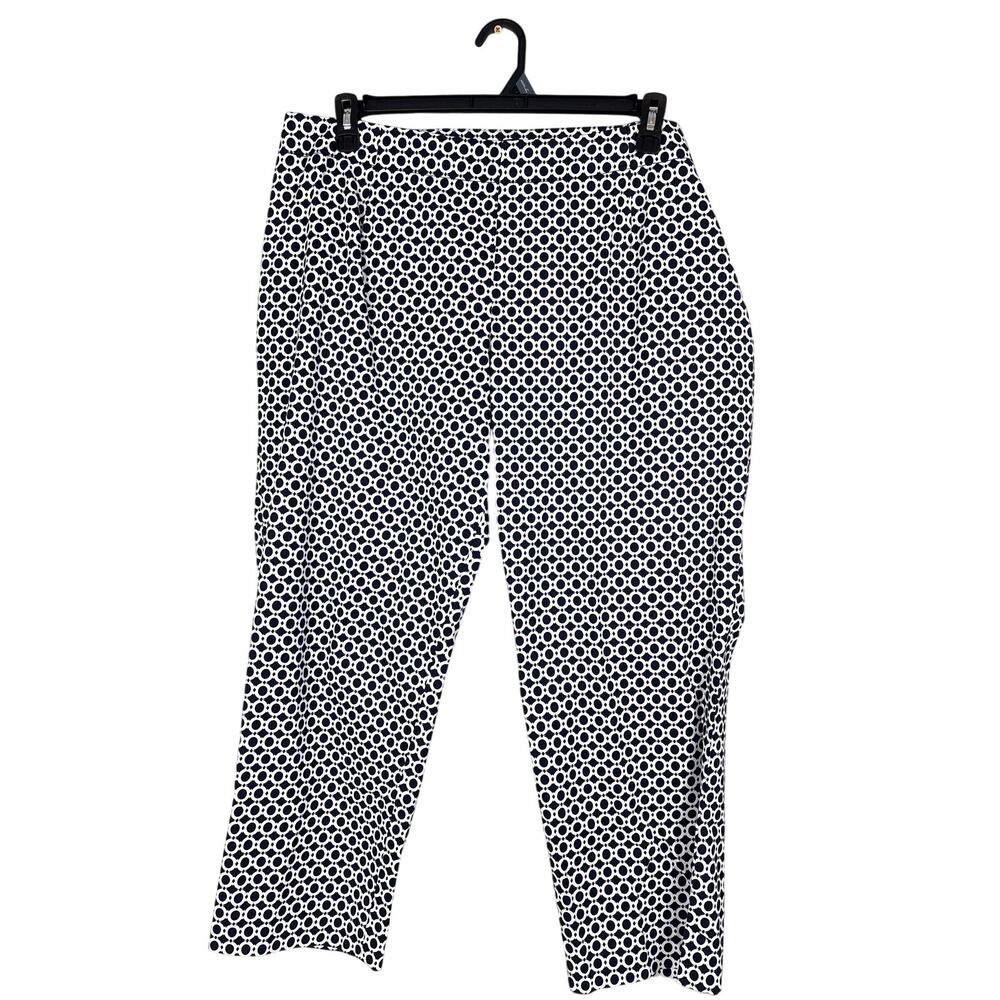 Talbots Womens 18W Black White Geometric Heritage Crop Stretch Pants NEW